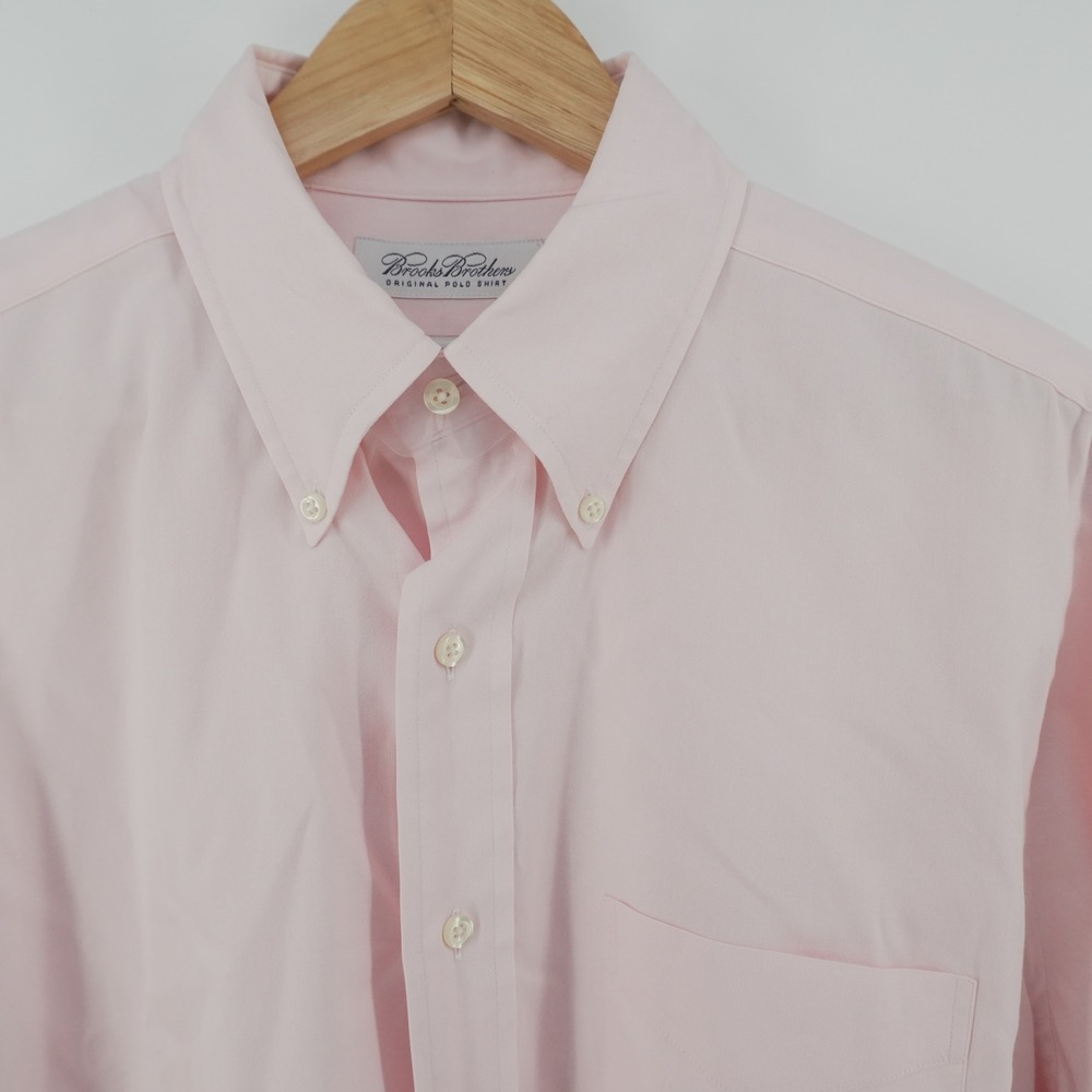 Brooks Brothers Original Polo Shirt Mens 15.5 33 Pink Cotton Oxford Button Down